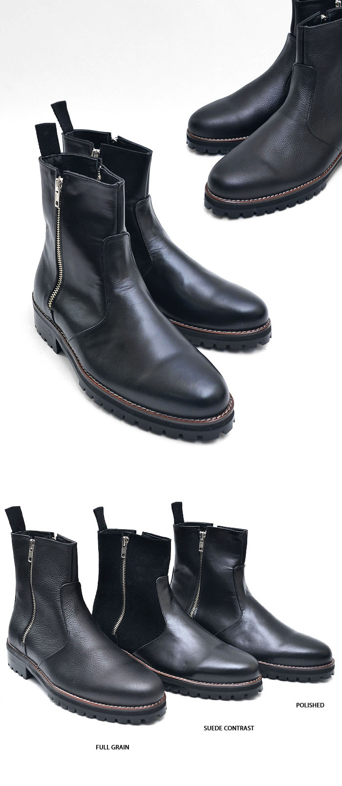 Shoes Zippered Custom Biker BootsShoes 389 GUYLOOK Men's Trendy